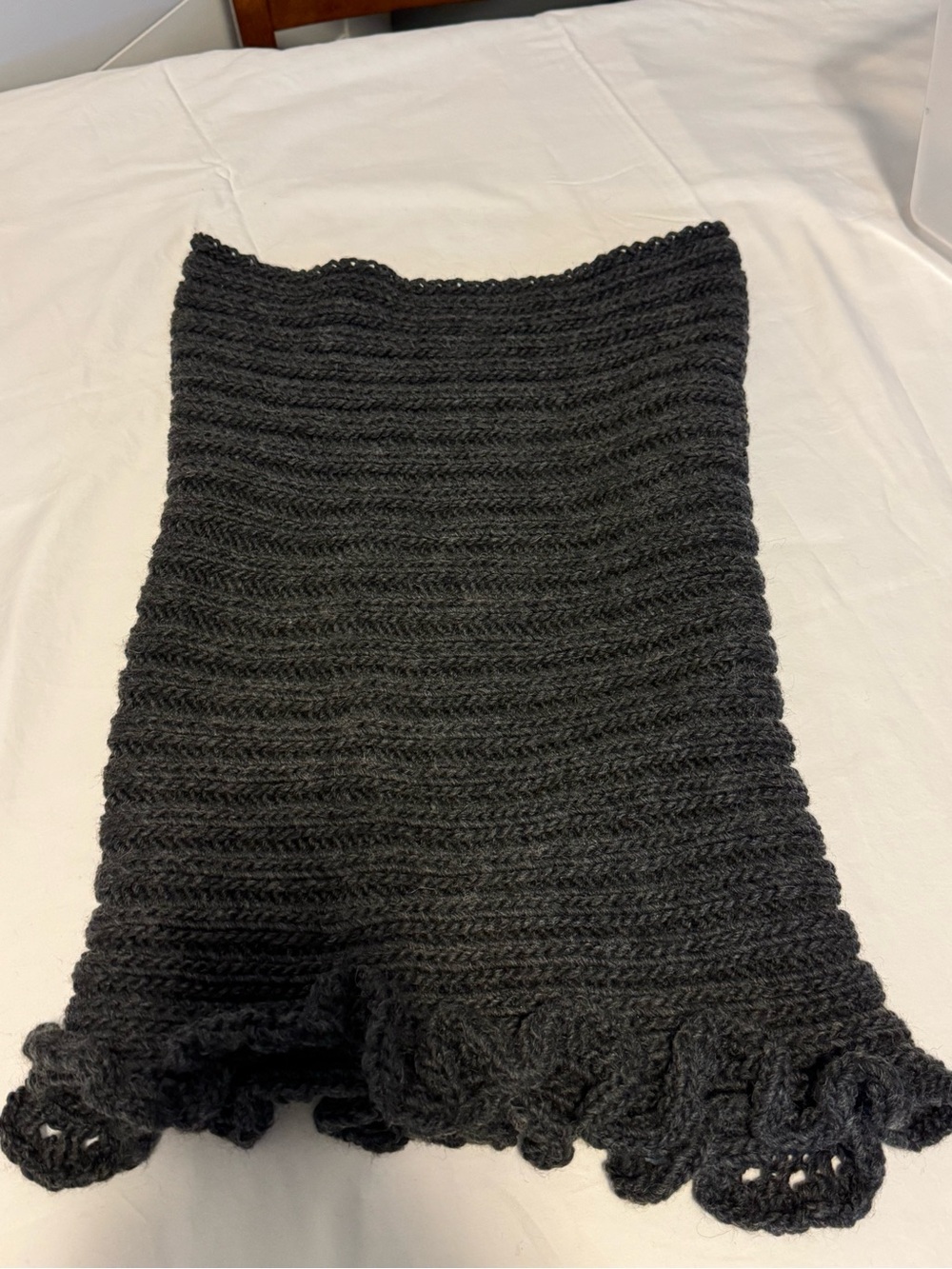 Raffaello Bettini Italian Wool Blend Knit Scarf Gray Made in Italy